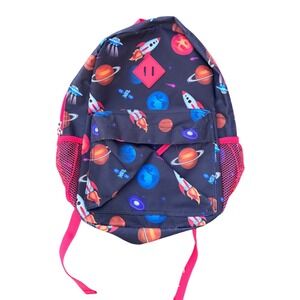 Solar System Space Rockets Planets Little Kids School Bag Backpack Black Red